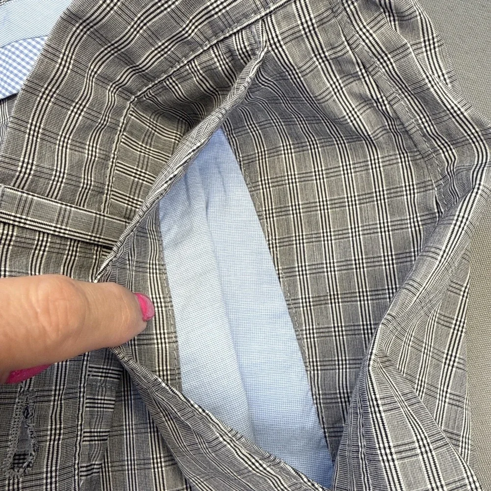 Banana Republic Preppy Mens Shorts Check Blue Plaid Pattern 100% Cotton Size 34